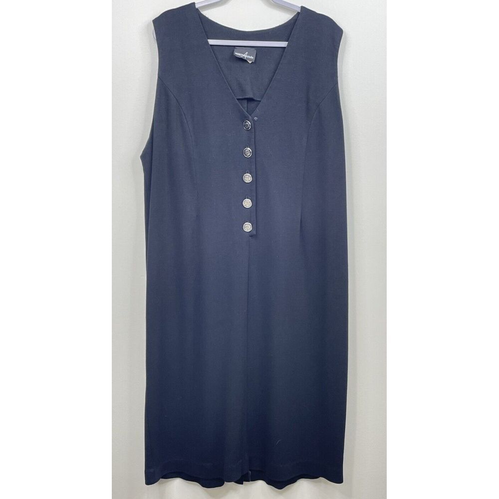 Positive Attitude Dress Women 22 Black Button Front Sheath‎ Minimalist